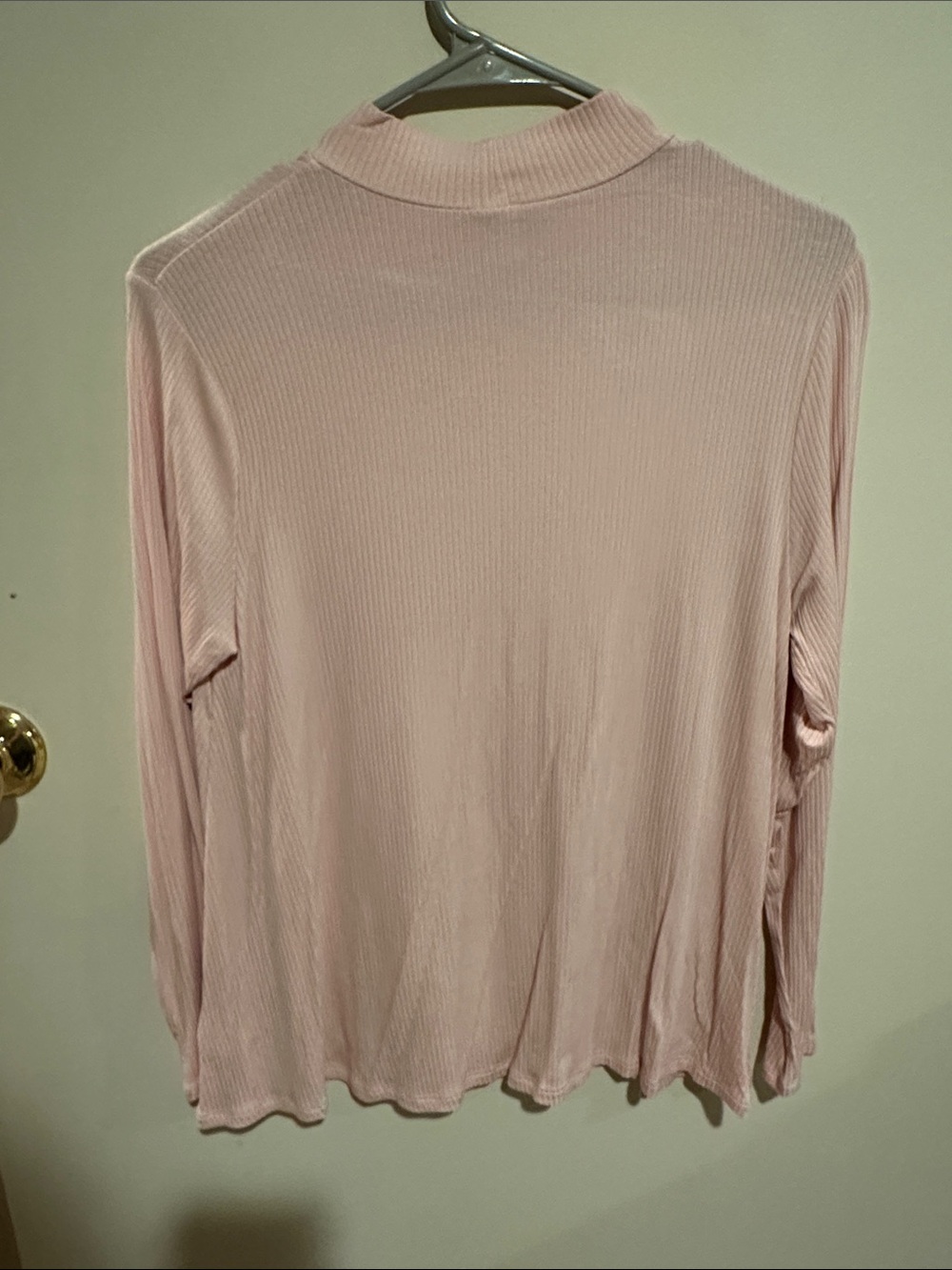 Pink Ribbed Mock Neck Long Sleeve Top - Picture 3 of 3